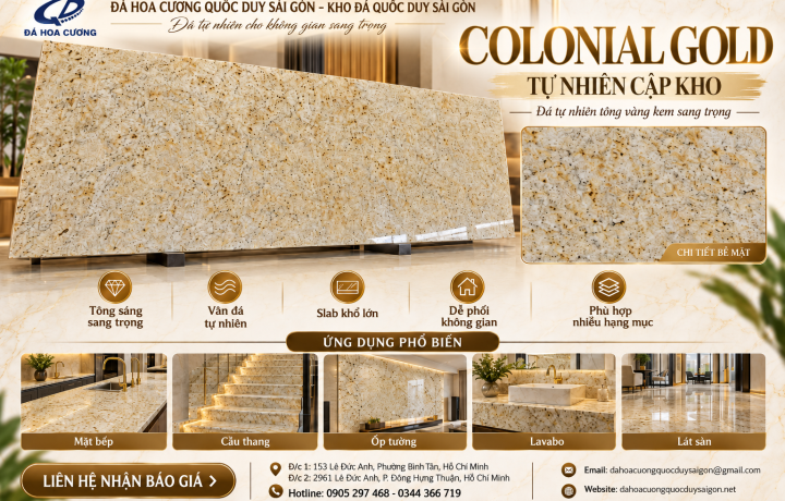 Colonial Gold Tự Nhiên Cập Kho – Đá Vàng Kem Sang Trọng