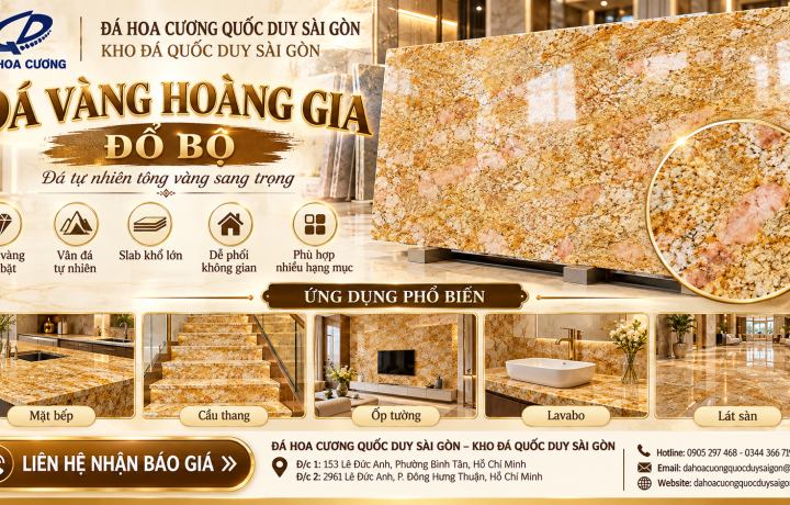 Đá Vàng Hoàng Gia Đổ Bộ – Tông Vàng Sang Trọng, Slab Đẹp