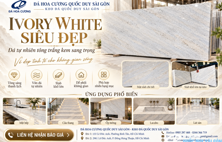 Ivory White Siêu Đẹp – Đá Trắng Kem Sang Trọng Tại TP.HCM