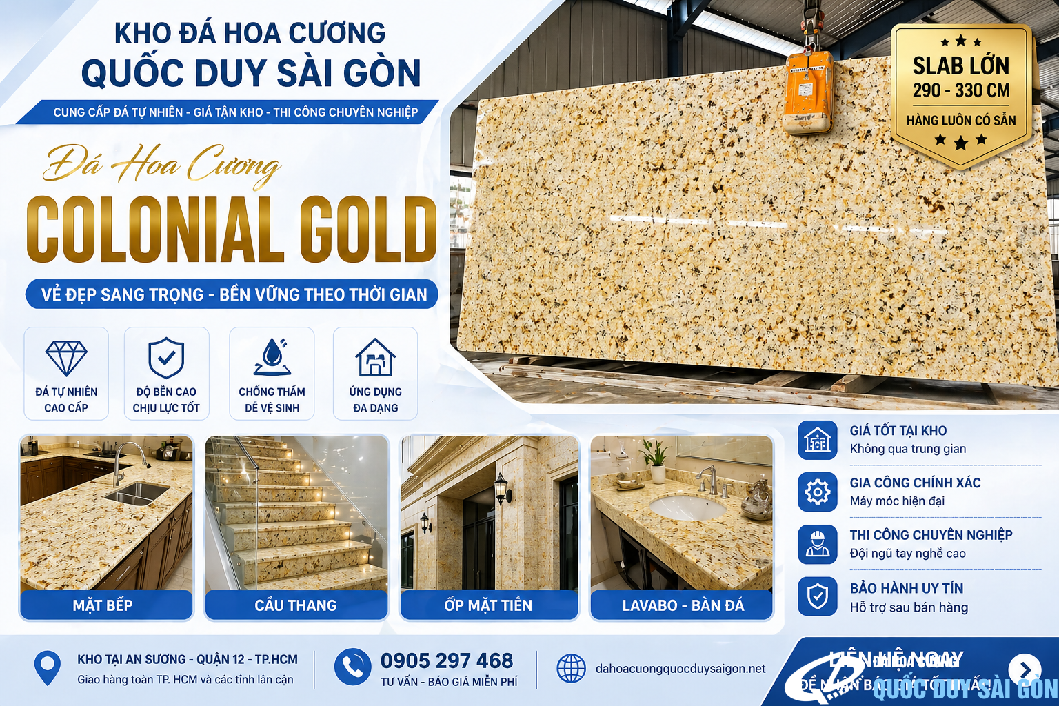 Đá Hoa Cương Colonial Gold – Mẫu Granite Cao Cấp, Bền Đẹp Tại TP HCM