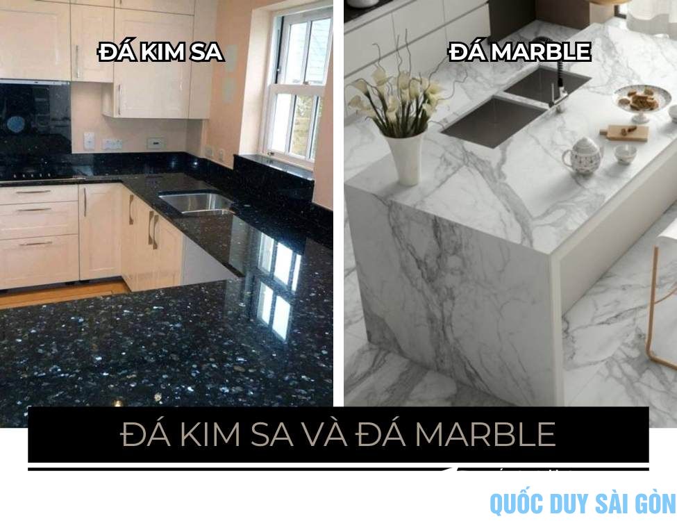 So sánh Granite vs Marble vs Quartz vs Kim Sa — Loại đá nào phù hợp nhất?